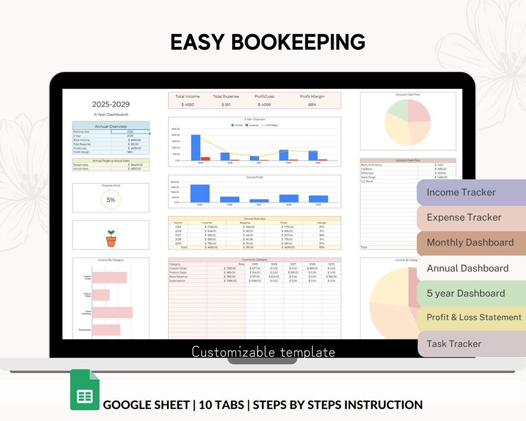 Small Business Google Sheets Bookkeeping Spreadsheet Inventory Tracker ...