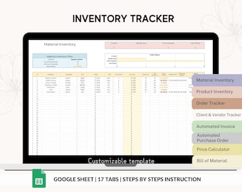 Monitoraggio dell'inventario per piccole imprese: foglio di calcolo profitti e perdite di Google (download digitale)