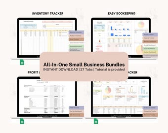 Small Business Bookkeeping Spreadsheet: Inventory, Customer & Order Tracker (Google Sheet, Excel)