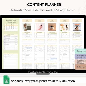Calendario dei contenuti dei social media, pianificatore mensile dei contenuti dei social media, fogli di calcolo di Google Sheet, modello di creazione di contenuti in batch mensili
