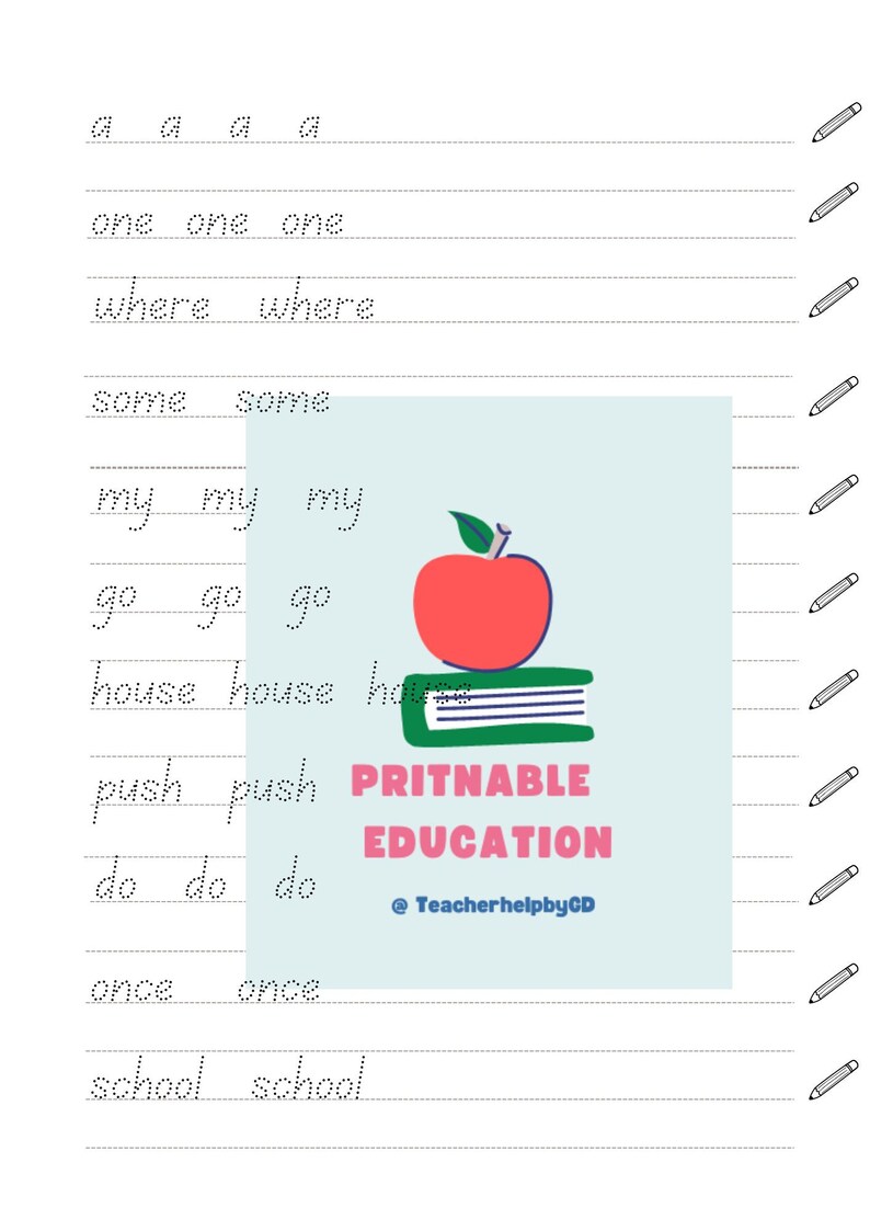 PRINTABLE Education HANDWRITING Year 1 KS1 Kindergarten Sheet Etsy