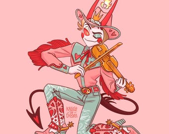 Cowboy Lucifer - 5”x5” HOLOGRAPHIC mini print
