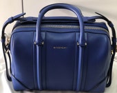 Used Givenchy Duffle Bag Leather Medium Blue Lucrezia Satchel