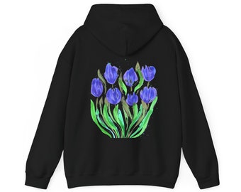 Blumen-Hoodie mit Rückenaufdruck, Unisex