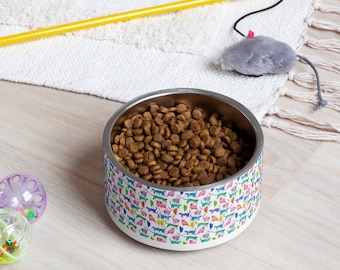Kattenvoerbak Aquarel Kat Waterschotel Multi kattenkom Kattenliefhebber kattencadeau