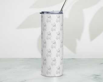 Bicchiere Bulldog francese con cannuccia Frenchie Bottiglia in acciaio inossidabile Regalo per gli amanti dei Bulldog