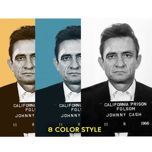 Johnny Cash Print | Mugshot of Johnny Cash taken at Folsom Prison in 1966 | Black and White | Retro | Premium Quality Print