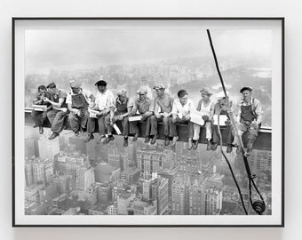 Charles C. Ebbets Print | Lunchtime Atop a Skyscraper 1932 | The construction of the Rockefeller Center in New Yor | Premium Print
