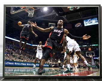 Lebron James and Dwyane Wade | Heat vs Milwaukee Bucks 2010 | iconic LeBron-Wade photo| Poster | Premium Quality Print