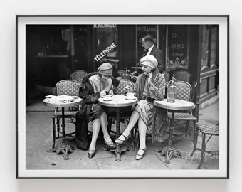 Terasse De Cafe 1924 | Women at Cafe | Parisian Life | Vintage Photography | Premium Print