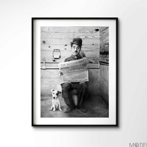 Charlie Chaplin Sitting on the Toilet | Wall Art | Premium Quality Print