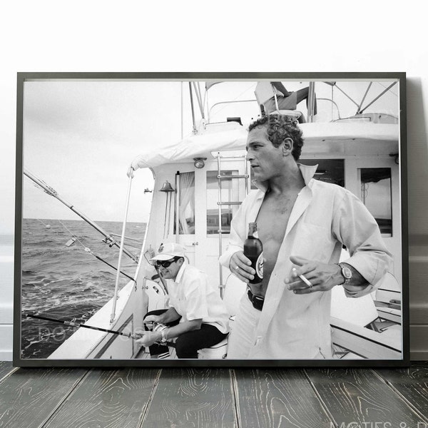 Paul Newman Fishing Trip  | Florida Coast 1967 | Premium Quality Print