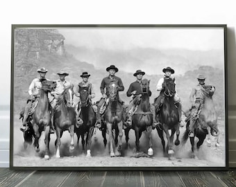 The Magnificent Seven 1960 Print | Yul Brynner, Steve McQueen, Charles Bronson | à cheval | Impression de qualité supérieure