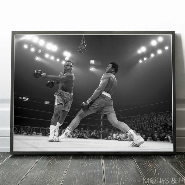 Muhammad Ali vs Joe Frazier Print | 1971 Het gevecht van de eeuw New York City | Vintage foto | Afdrukken van topkwaliteit