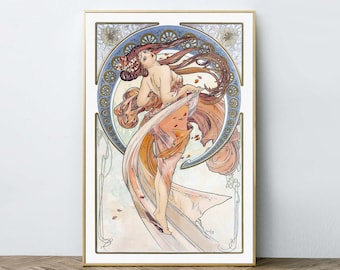 The Arts, Dance by Alphonse Mucha 1898 Fne Art Glcée Poster Dgtal