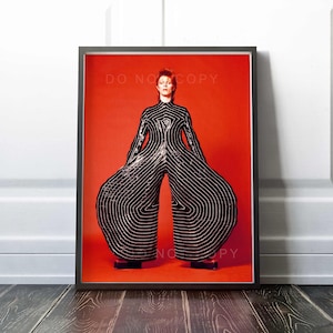 David Bowie Print | Striped bodysuit for Aladdin Sane tour 1973| Poster | Premium Quality Print