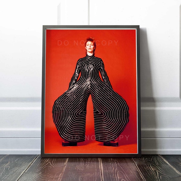 David Bowie Print | Striped bodysuit for Aladdin Sane tour 1973| Poster | Premium Quality Print