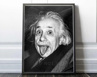 Albert Einstein | Playfully sticking his tongue out on the occasion of his Birthday March 1951 | Vintage | Premium Quality Print