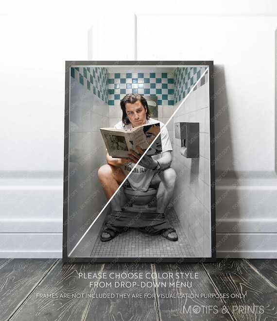 Pulp Fiction Print | Toilet Scene John Travolta In 'Pulp Fiction' | 1994 | Wall Art in Color or Black and White | Premium Quality Print