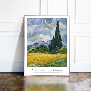 Vincent van Gogh Druck | Weizenfeld mit Zypressen 1889 | Premium-Qualitätsdruck