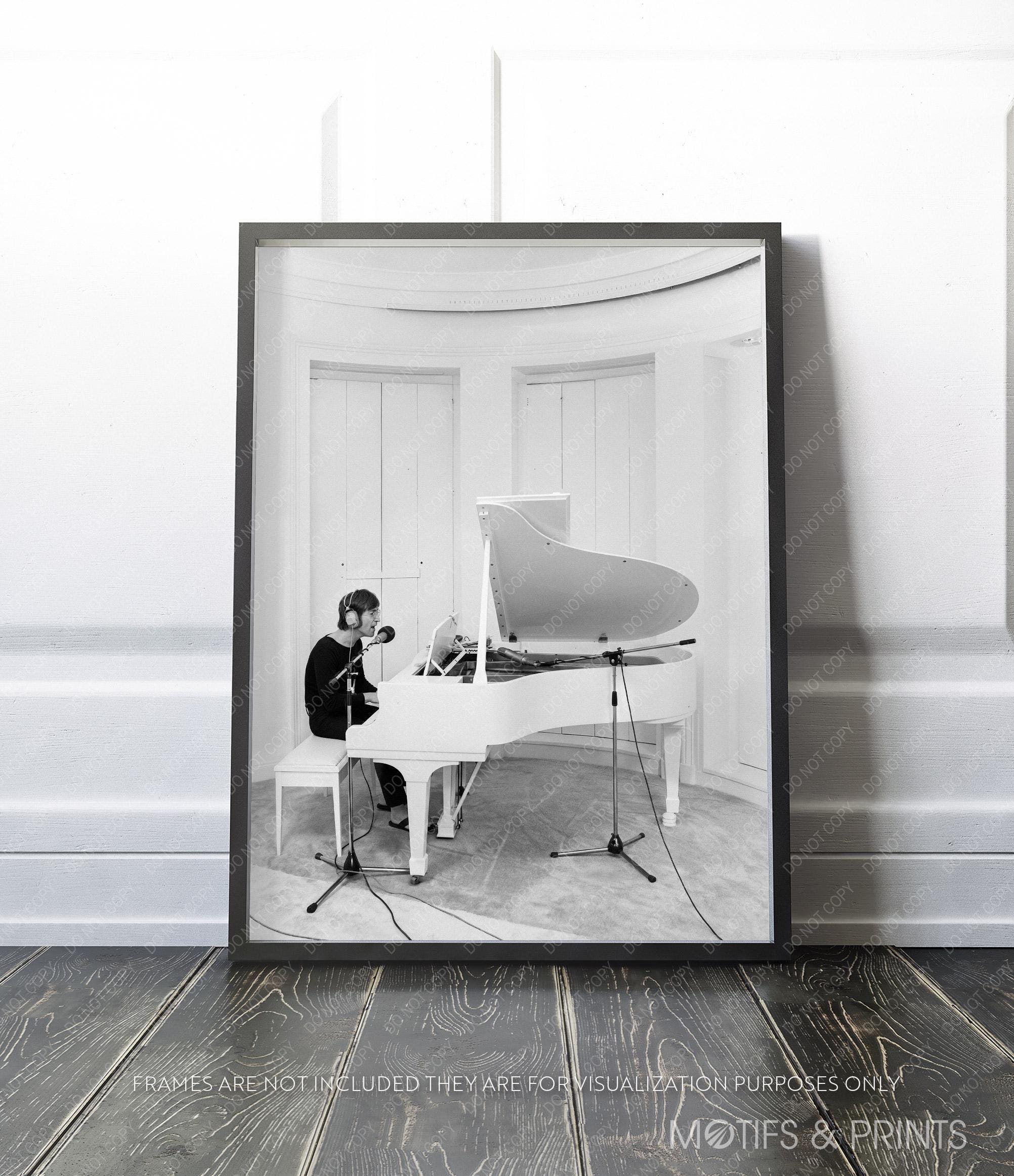 John Lennon at His White Grand Piano | 1971 | Premium Quality