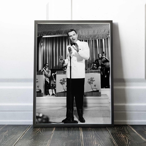 Frank Sinatra Print | 1957 Frank Sinatra At Microphone | Poster | Premium Quality Print