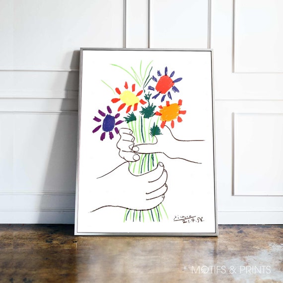 Pablo Picasso Flowers Bouquet With Hands (Of Peace) 1958 Pablo Picasso Flowers Bouquet With Hands (Of Peace) 1958