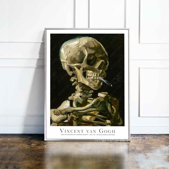 Vincent Van Gogh Print | Skull of a Skeleton With Burning Cigarette 1885 |  Premium Quality Print