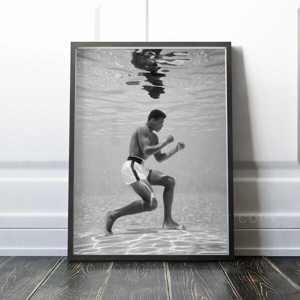 Muhammad Ali Print | Training underwater 1961 | Vintage Photo | Poster | Premium Quality Print