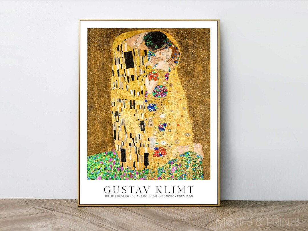 Gustav Klimt 愛の絵画 大きい金色フレーム 絵画