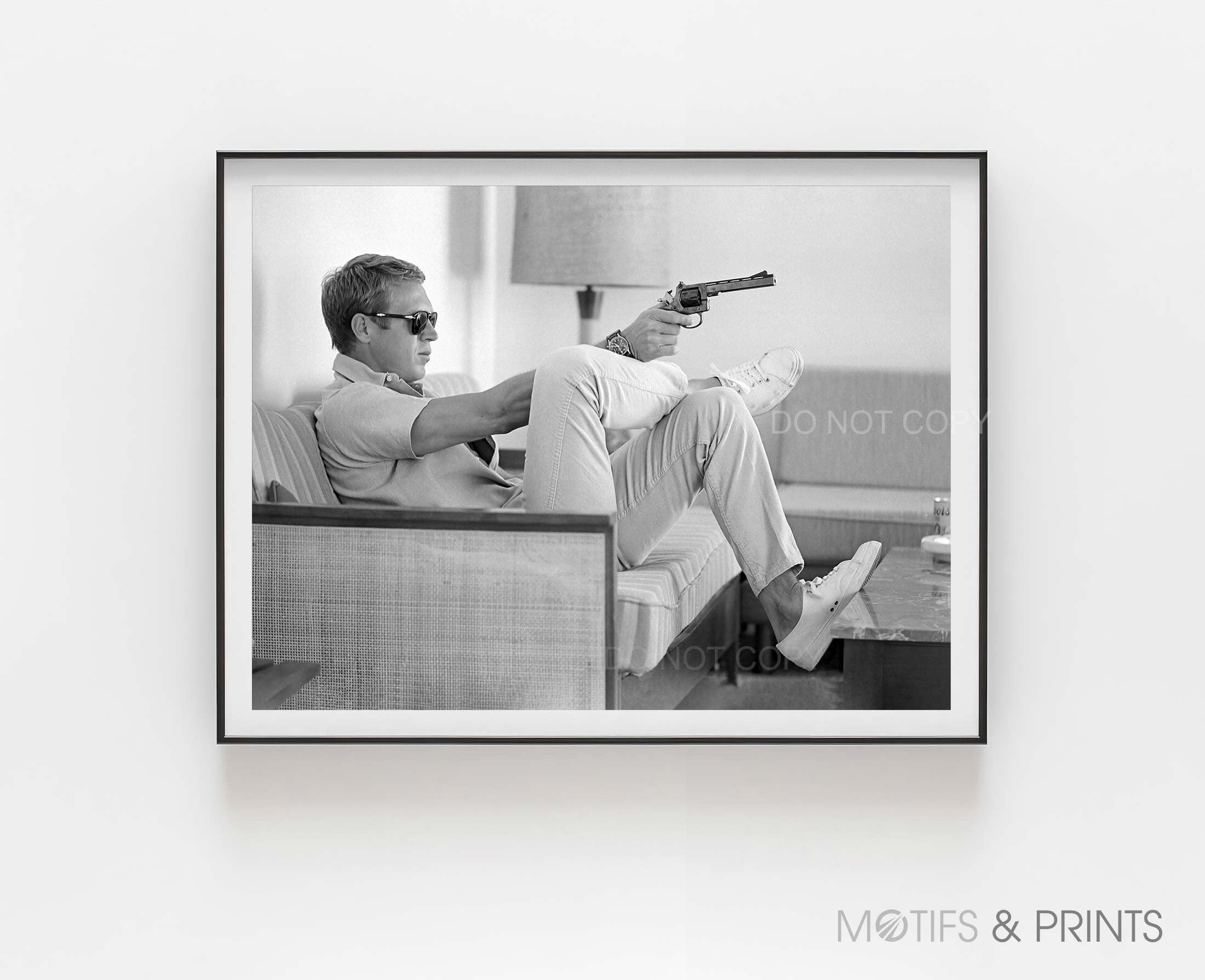 Steve McQueen Print | Steve McQueen Takes Aim 1963 | Vintage | Premium Quality Print