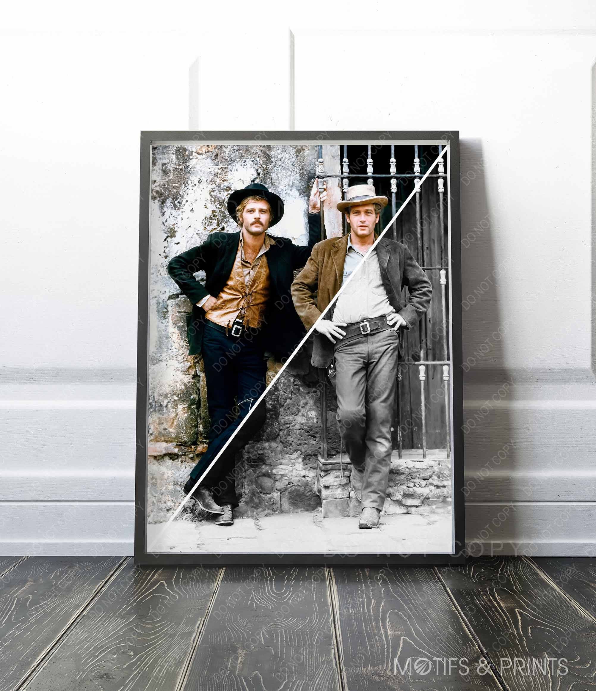 Photo Encadrée Paul Newman & Robert Redford - Cadre Noir 11x13 Pouces - Prêt à Accrocher - Collection Cinéma