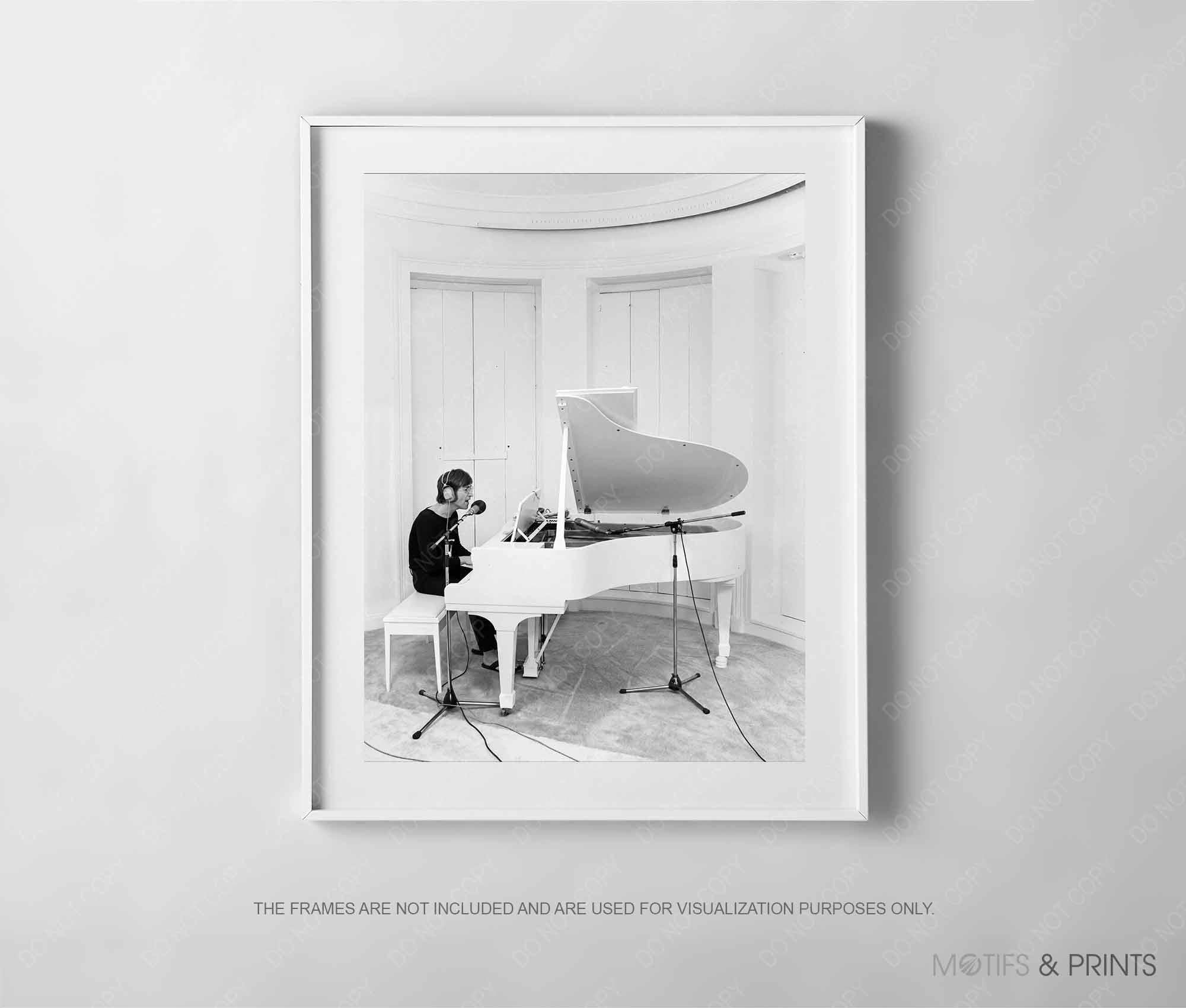 John Lennon at His White Grand Piano | 1971 | Premium Quality 