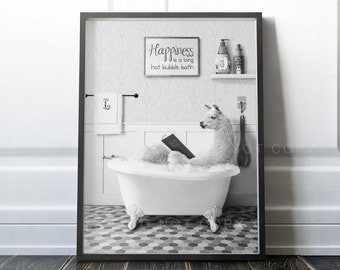 Llama in the Bathtub | Bubble bath | Wall Art | Premium Quality Print