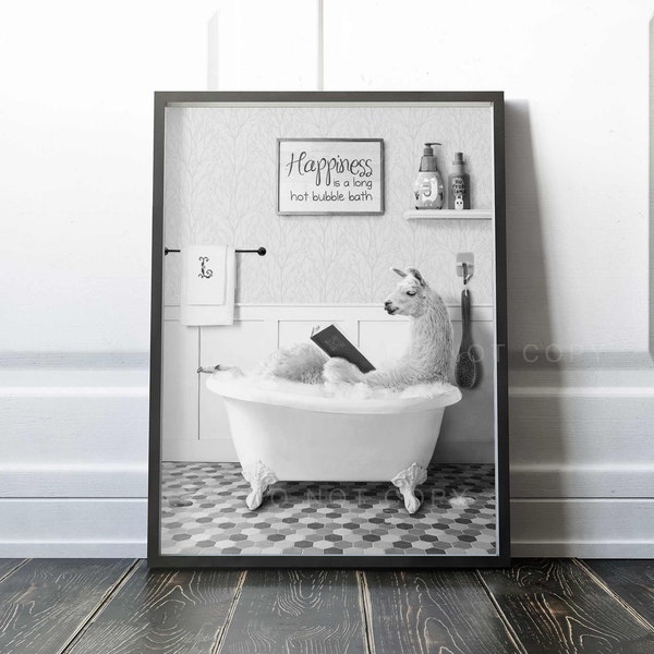 Llama in the Bathtub | Bubble bath | Wall Art | Premium Quality Print