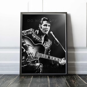 Elvis Presley Print |  1968 Comeback Special a televised concert  | Black leather jacket | Premium Quality Print