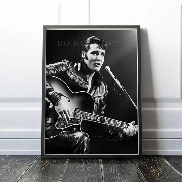 Elvis Presley Print |  1968 Comeback Special a televised concert  | Black leather jacket | Premium Quality Print