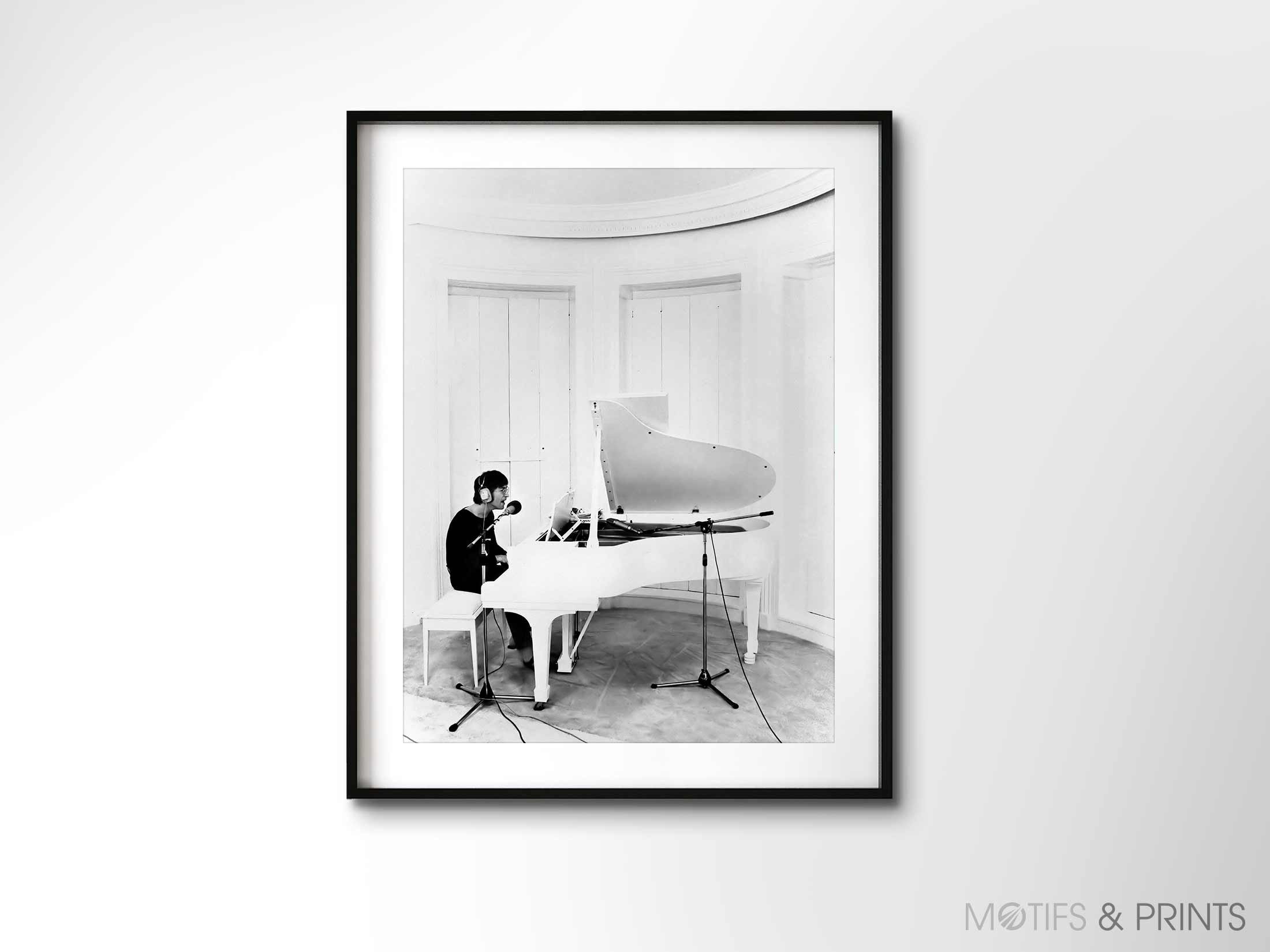 John Lennon at His White Grand Piano | 1971 | Premium Quality