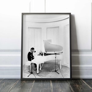 John Lennon at his white grand piano  | 1971  | Premium Quality Print
