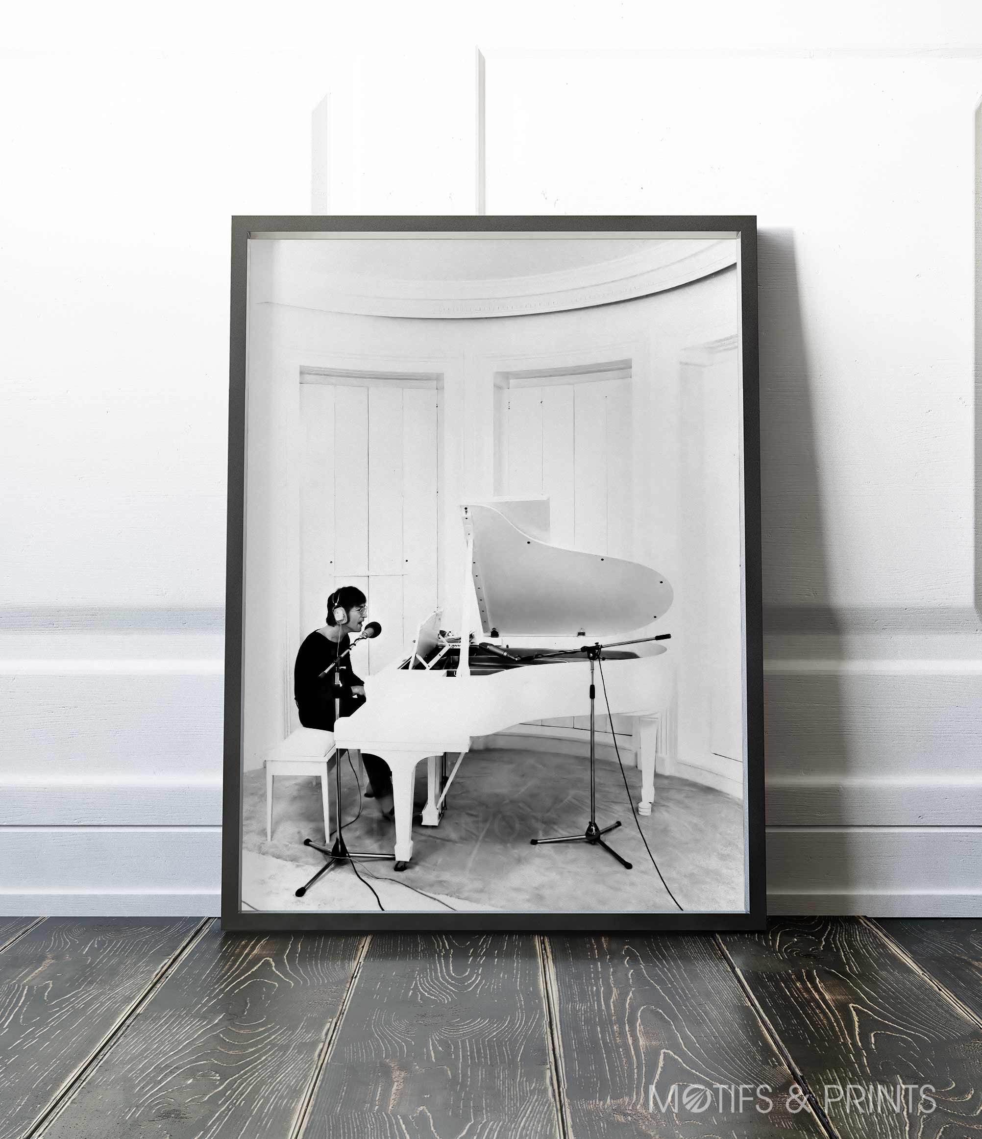 John Lennon at His White Grand Piano | 1971 | Premium Quality