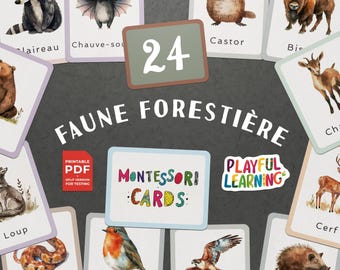 Cartes Éducatives Montessori Faune Forestière - Cartes Imprimables pour l'Apprentissage des Enfants, École à la Maison, Maternelle