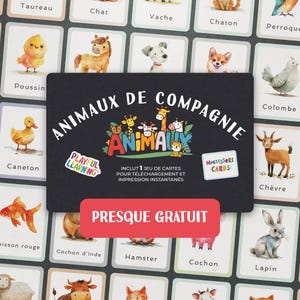 Cartes Flash Animaux Montessori Presque Gratuites pour Enfants et Préscolaires