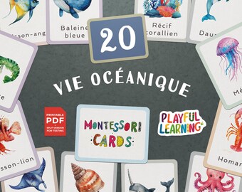 Cartes Éducatives Montessori Vie Océanique - Cartes Imprimables pour l'Apprentissage des Enfants, École à la Maison, Maternelle