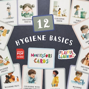 Montessori Hygiene Basics Karten - Lustige und lehrreiche Karteikarten für das Unterrichten von Kindern in Sauberkeit und Gesundheit - Perfekt für Kleinkinder