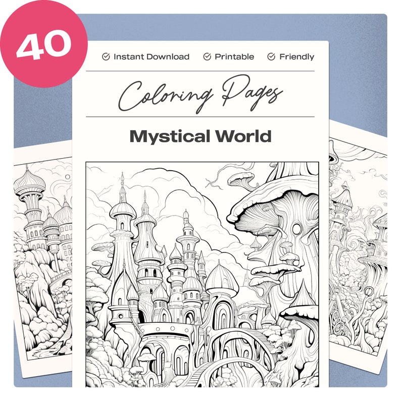 Mystical World Adult Coloring Book, Magical Forest, Fantasy Trees