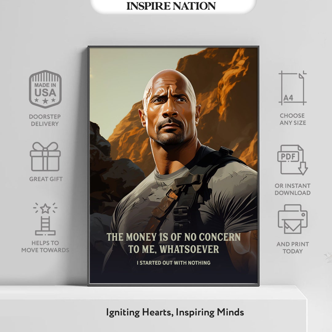 Dwayne Johnson Poster Quotes Gift Poster Gift Quote Art Etsy
