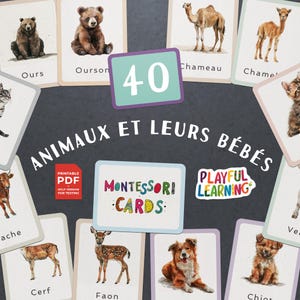 Cartes Éducatives Montessori Animaux et Leurs Bébés - Cartes Imprimables pour l'Apprentissage des Enfants, Jardin d'Enfants