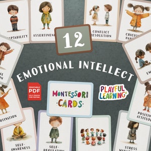 Montessori emotionale Intellektkarten - Lern-Karteikarten für emotionale Entwicklung, Lernen und soziale Fähigkeiten von Kindern. Perfekt für zu Hause