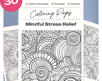 Mindful Stress Relief Coloring Pages, Mindful Patterns, Calming Designs, Soothing Art, Serene Swirls, Relaxation, Meditation, Coloring Book