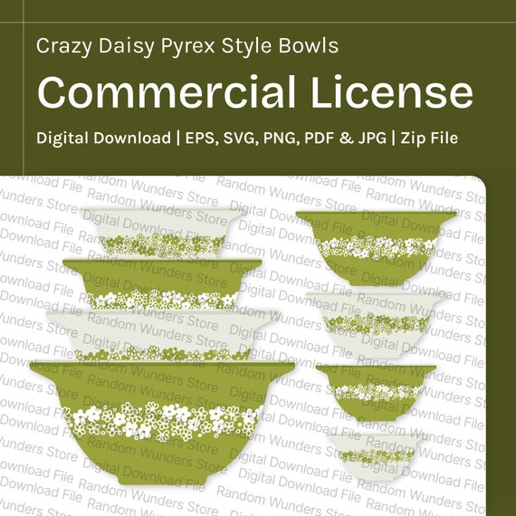 Vintage Pyrex Bowl With Crazy Daisy Pattern - Digital Download Art